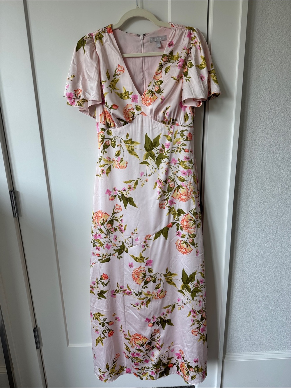 Chelsea28 Blush Pink Floral Wrap Maxi Dress